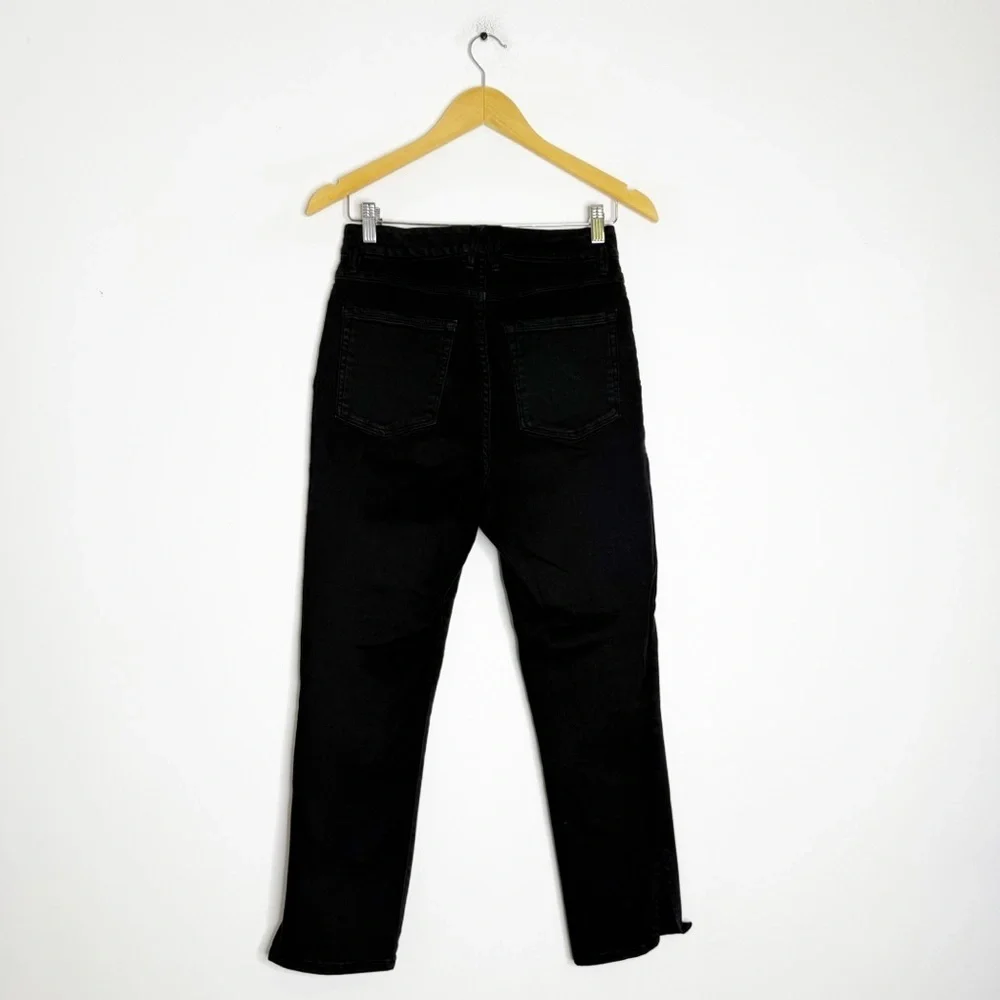 Good American Good Waist Crop Black Jeans Split Hem Rose Gold Size 8/29